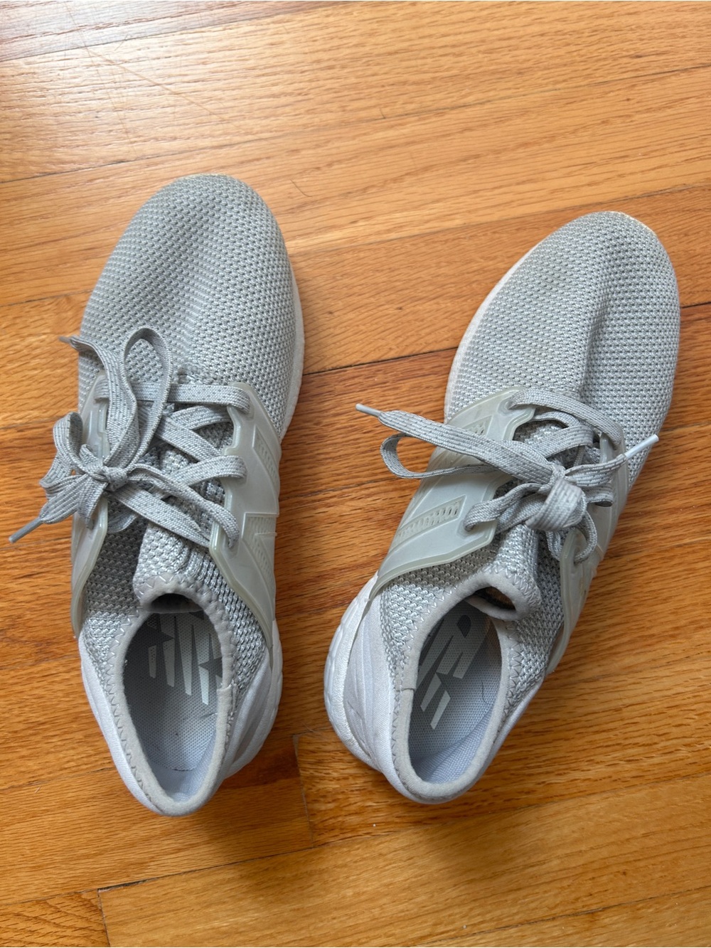 New Balance Women's Light Gray Knit Lace-Up Sneakers